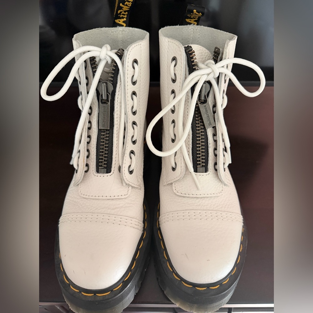 Doc Martens White Platform Lace-Up Combat Boots for Women- WORN ONCE! - Picture 2 of 5